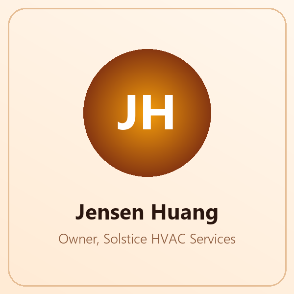 Monogram badge for Jensen Huang, Owner of Solstice HVAC Services